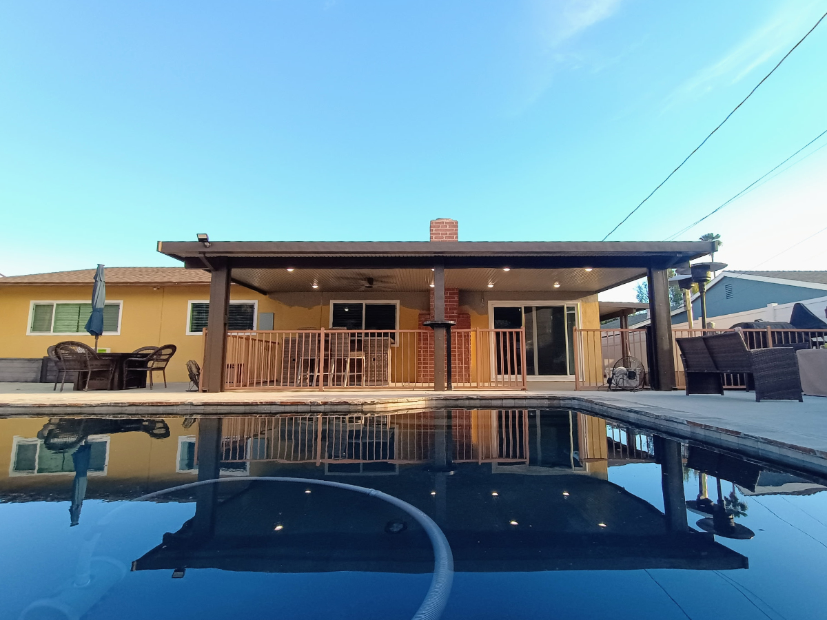 Custom aluminum patio cover by Eminent Patio Covers, Inland Empire CA